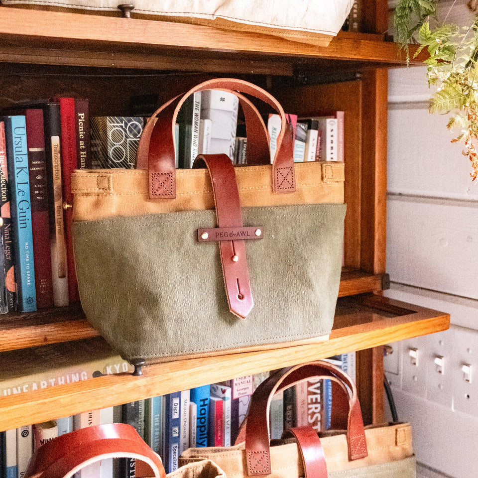 Mini Tote with Army Bag: Custer Green