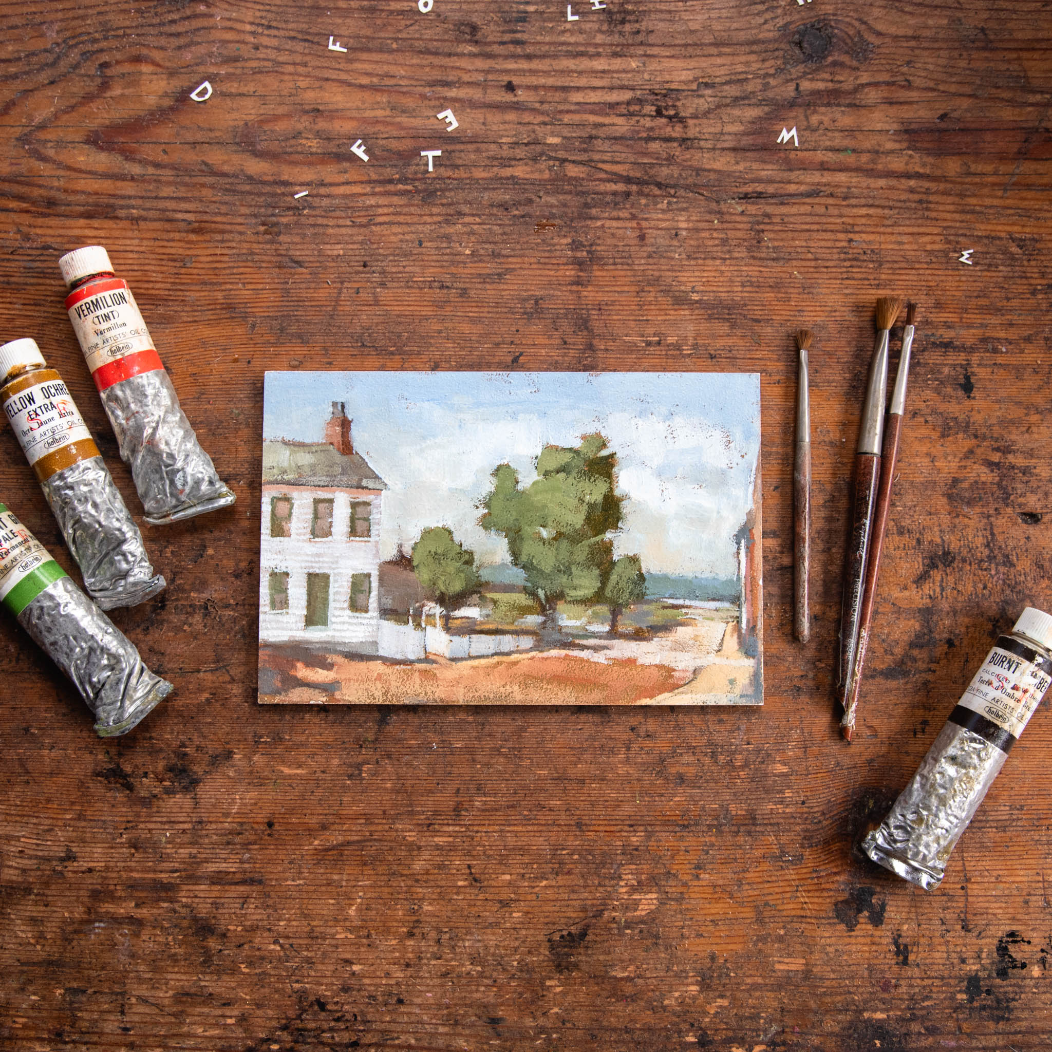 Framed Original Plein Air Painting by Walter Kent: Mark Twain’s Boyhood Home, Hannibal MO
