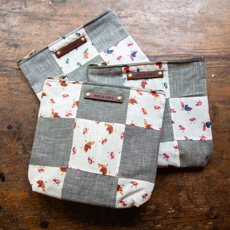 Custom Pouch with Early 1900s Quilt Block: James