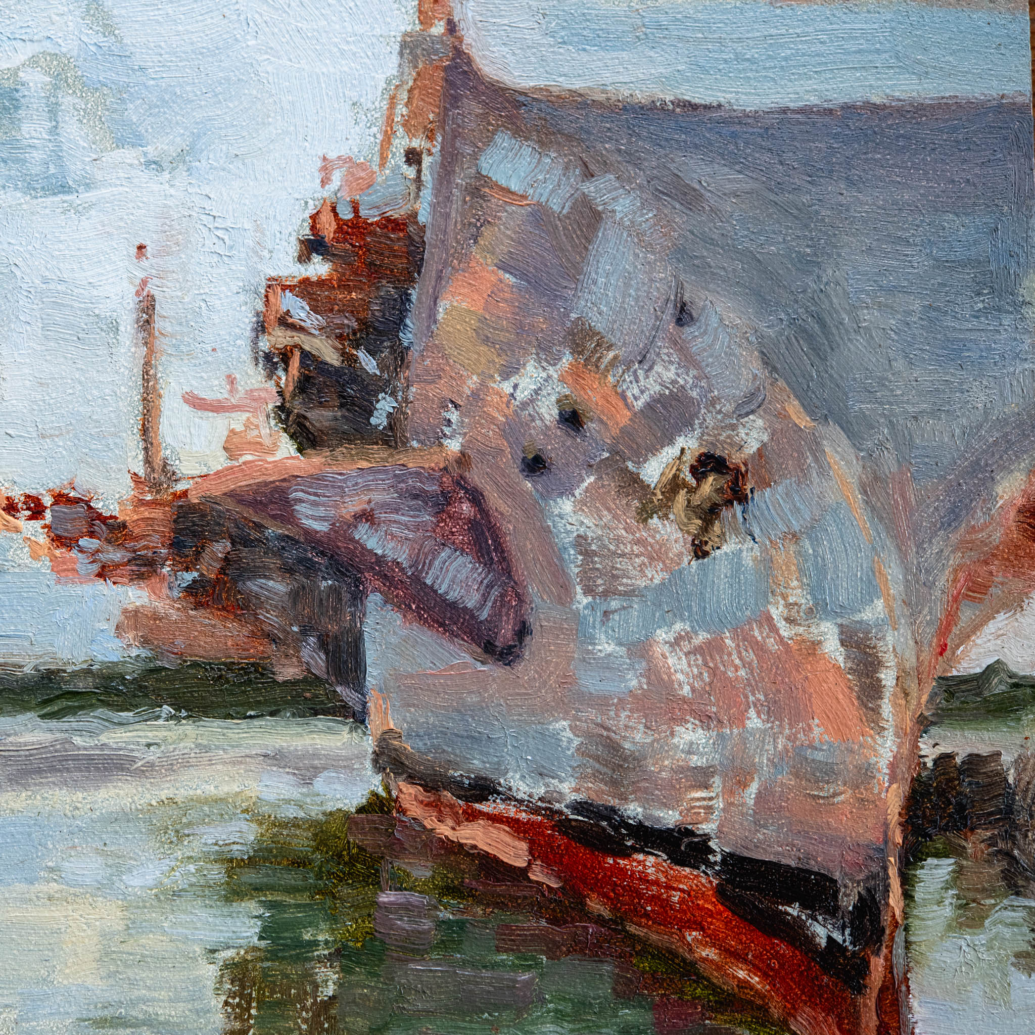 Framed Original Plein Air Painting by Walter Kent: Navy Yard, Phila