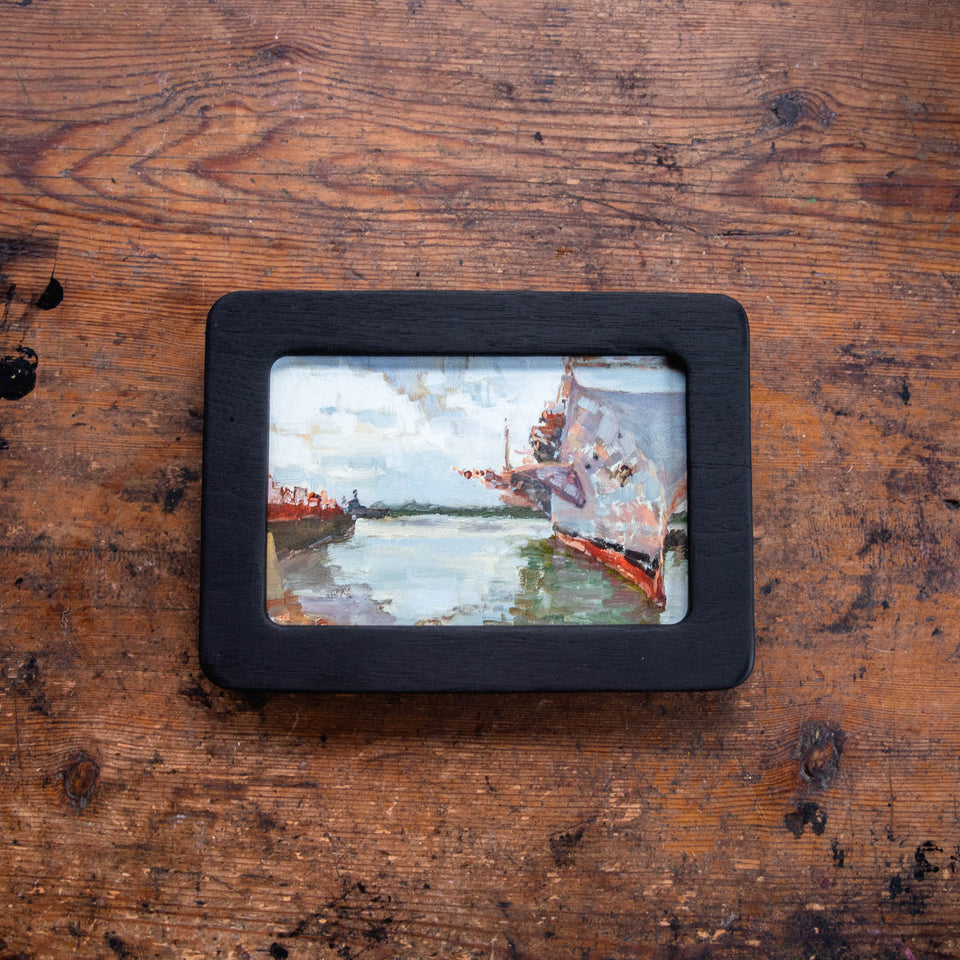 Framed Original Plein Air Painting by Walter Kent: Navy Yard, Phila