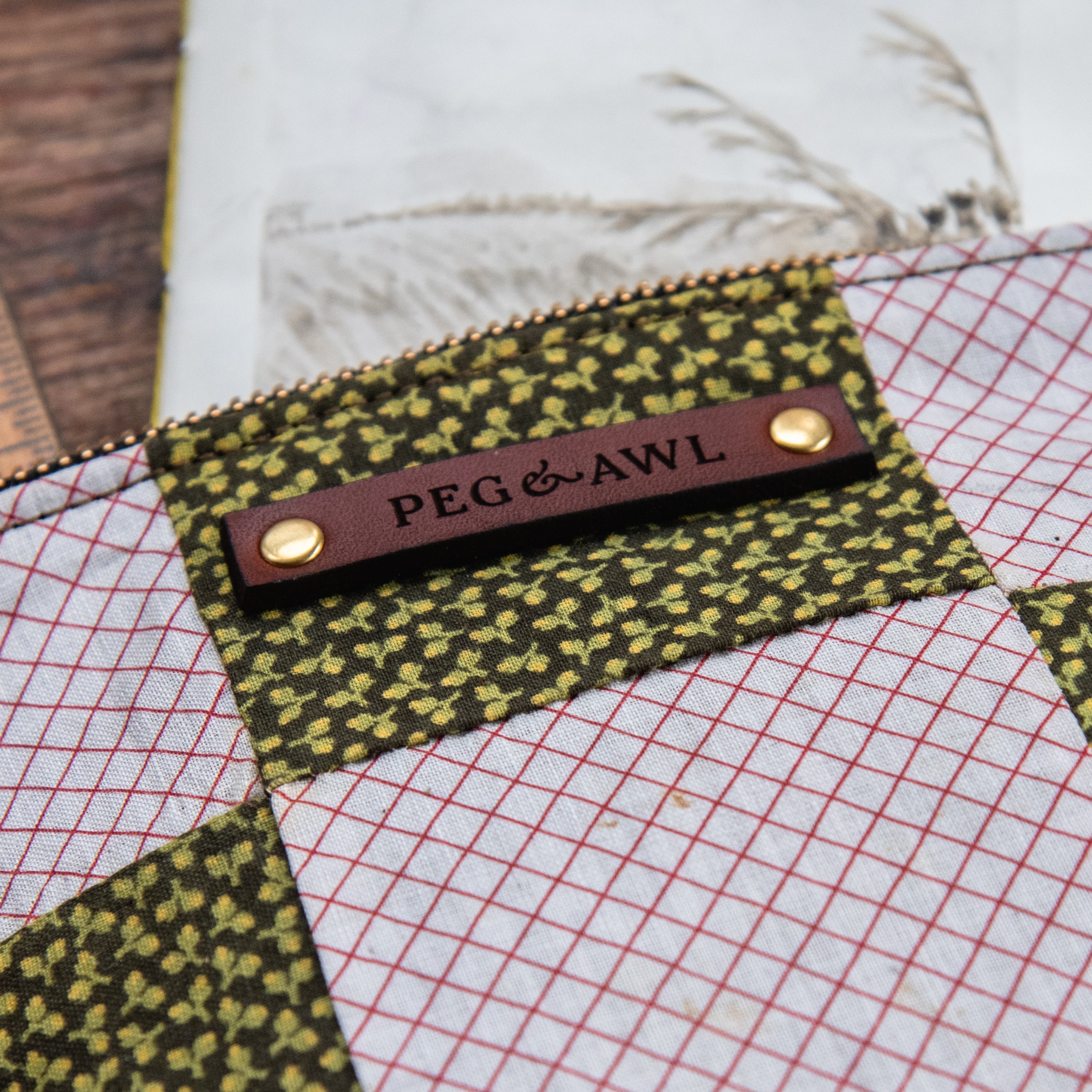 Custom Pouch with 1800s Quilt Block: Ambrose