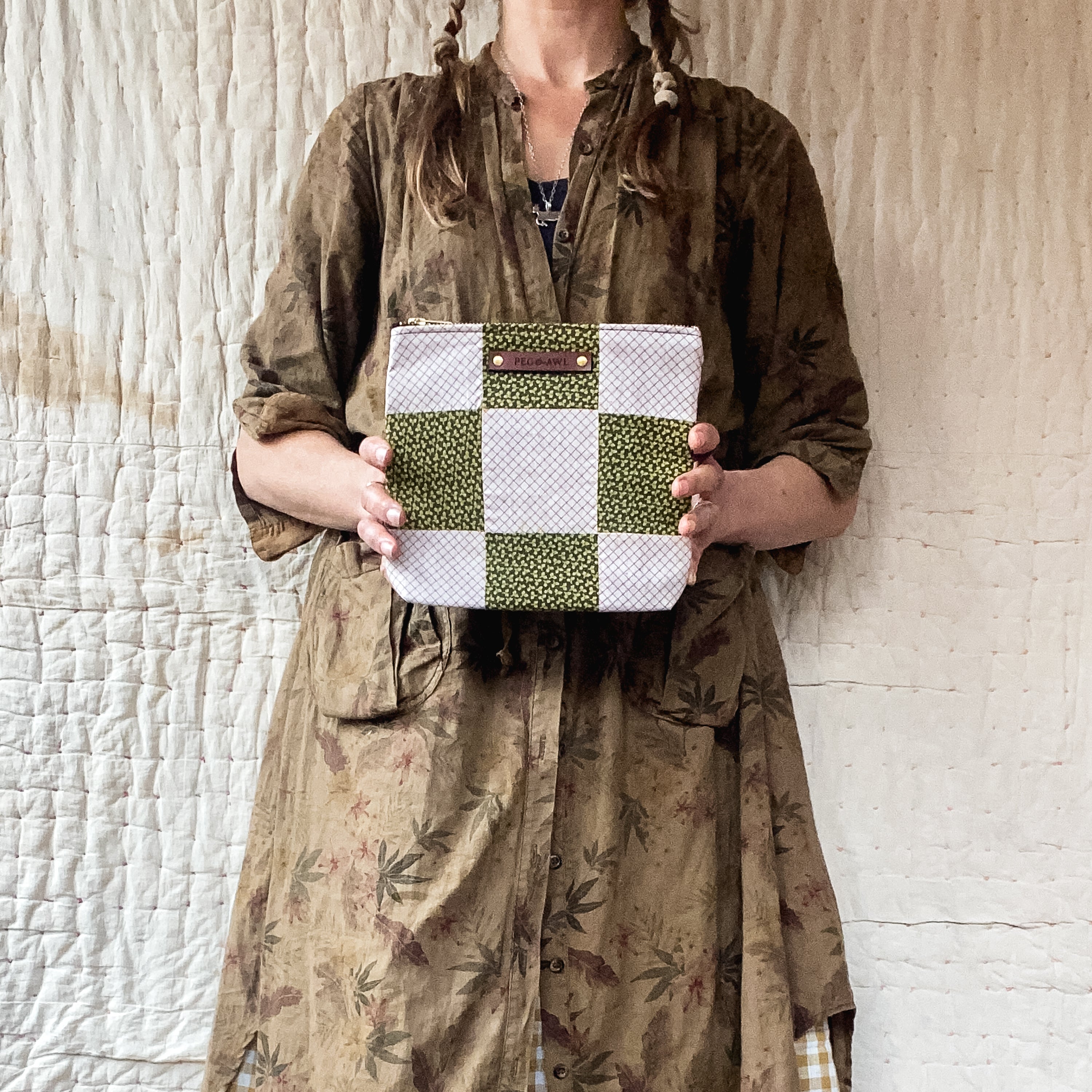 Custom Pouch with 1800s Quilt Block: Ambrose