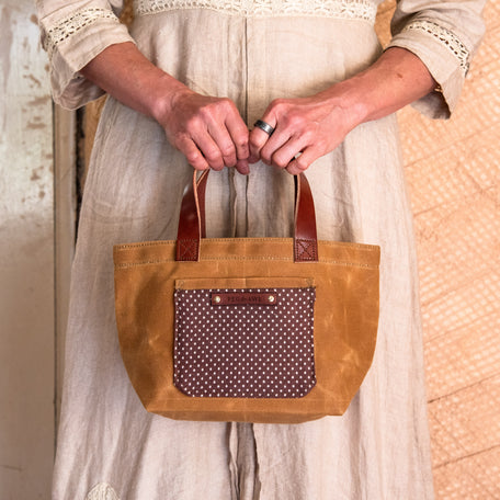 Pipit Tote with Purple Brown Polka Dots!: Rhys