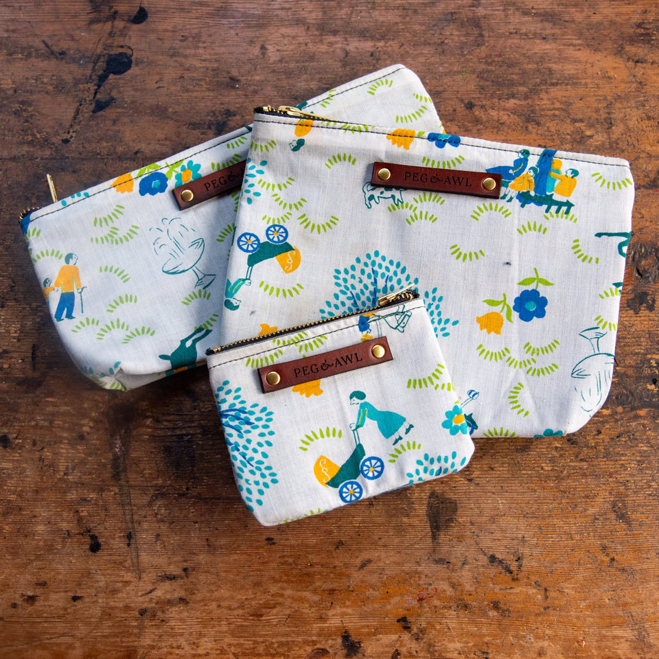 Keeper Pouch with Mid-Century Cotton Fabric: Eddie