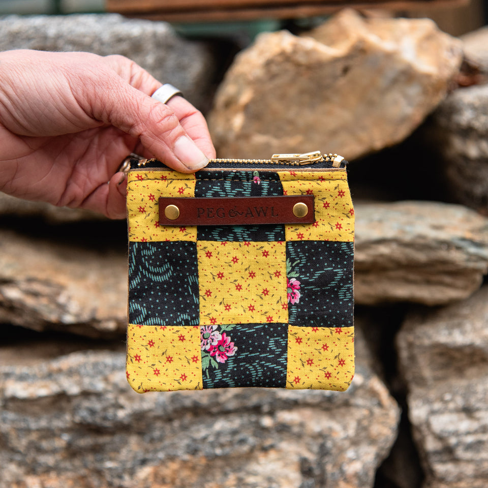 Custom Pouch with Antique Quilt Block: Nadine