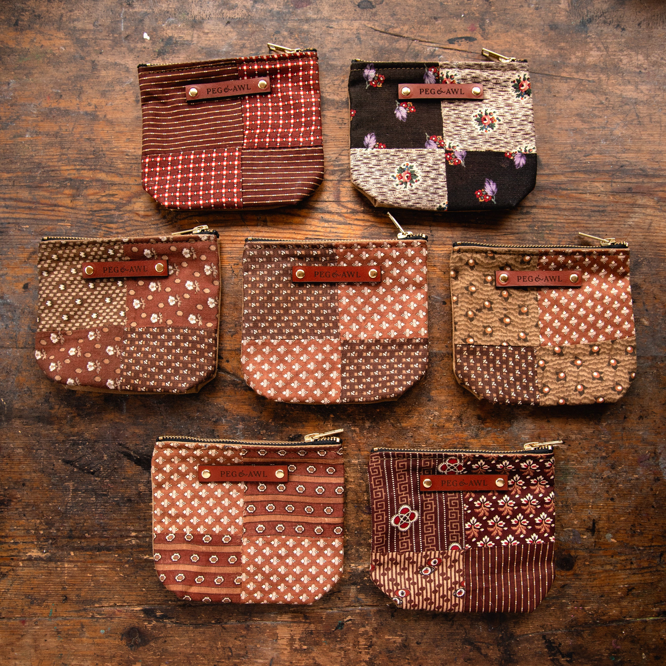 Custom Pouch with Late 1800s - Early 1900s Orphan Quilt Block: Leslie