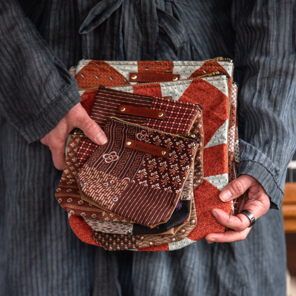 Custom Pouch with Late 1800s - Early 1900s Orphan Quilt Block: Leslie
