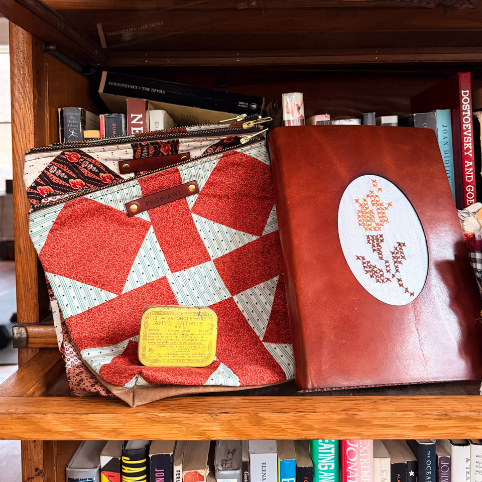 Custom Pouch with Late 1800s - Early 1900s Orphan Quilt Block: Linden