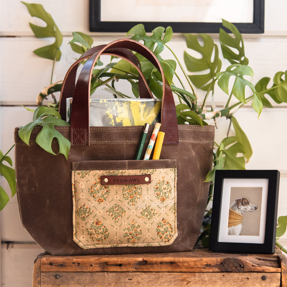 Pipit Tote with Vintage Feedsack: Lizzy